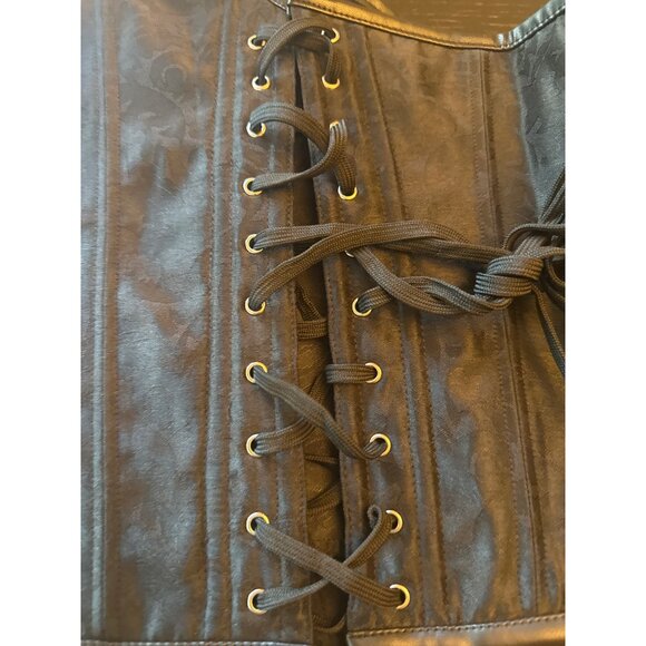 Steampunk Gothic Black Corset With Chains & Lace-Up Back XL Sexy - Picture 2 of 6